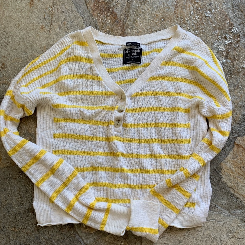 Waffle knit yellow cropped sweater!